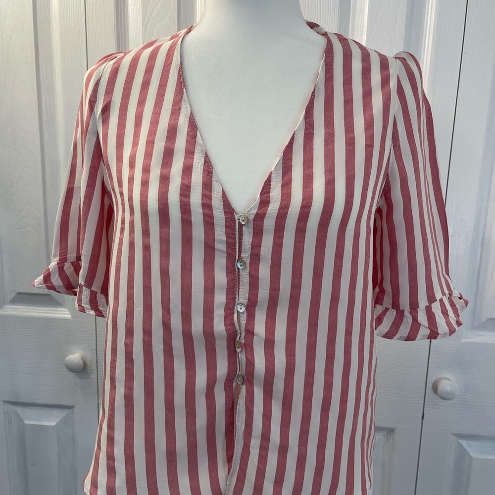 Zara Pink/White Stripes Blouse